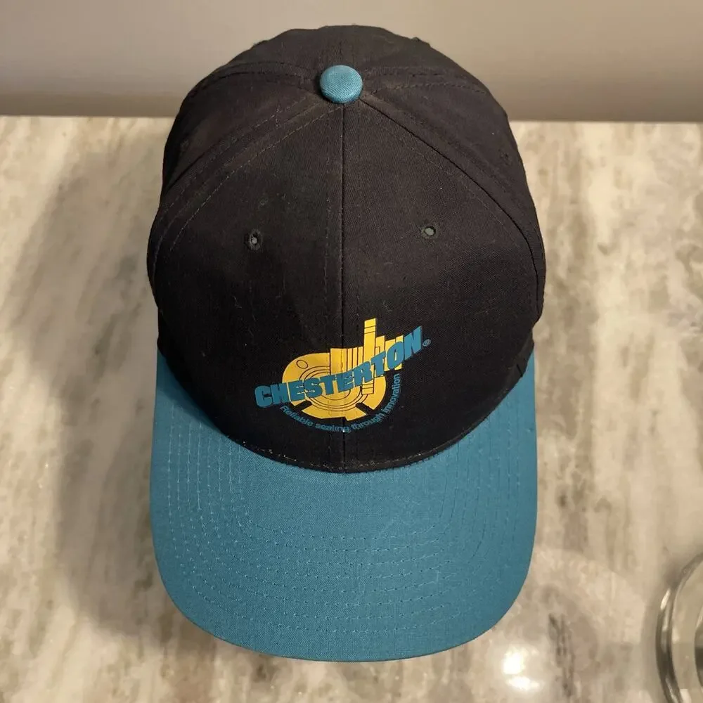 Vintage Chesterton Hat Vintage Black Teal Snapback Trucker Cap Rare